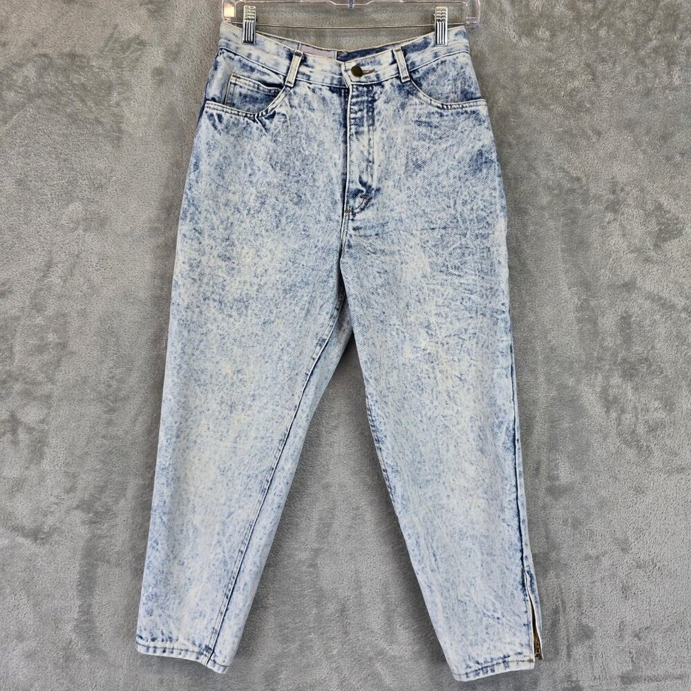 VINTAGE Prezzia Jeans Womens 11 Acid Wash High Rise Ankle Zip Made USA 80s
